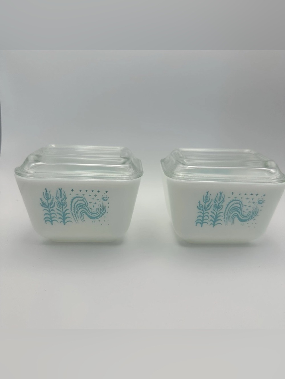 2 Vintage Pyrex Amish Butter Print Refrigerator Dish #501 With Lids